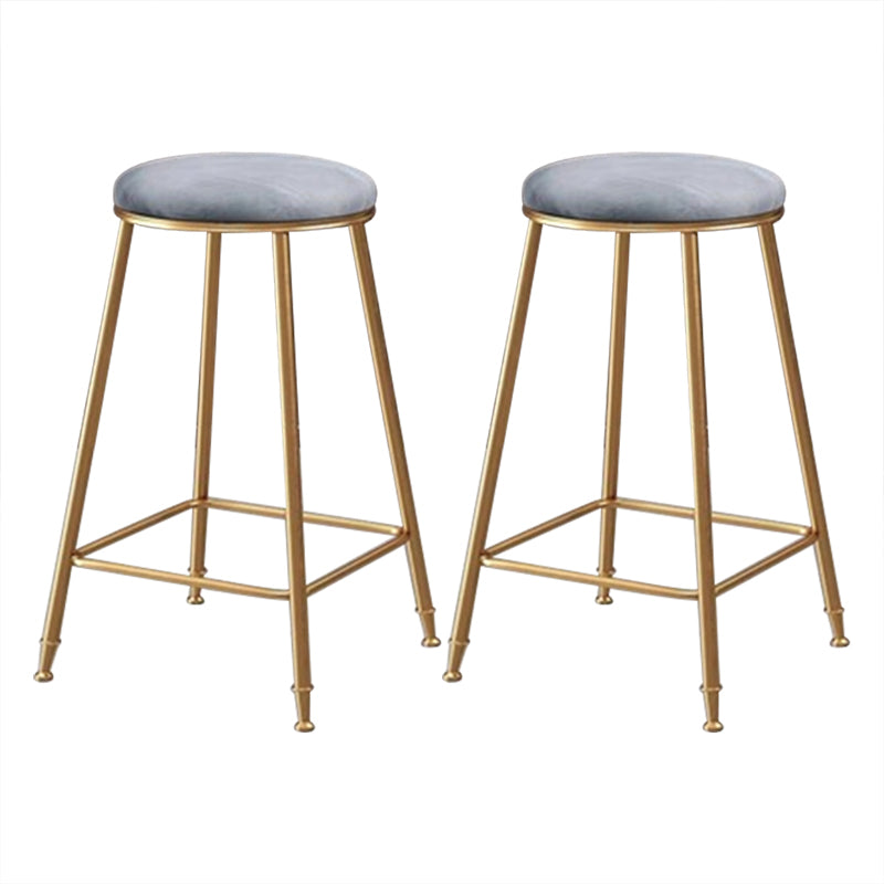 Coffee Shop Glam Bar Stool Iron Legs Footrest Stack-able Counter Stool Gray 2 Piece Set Counter Stool(26"H) Clearhalo 'Bar Furniture' 'Bar Stools' 'bar_stools' 'furn' 'furn_bar_stools' 'furniture_bar_stools' 'Kitchen & Dining Furniture' 'kitchen&dining_furn' 'kitchen' 'kitchen_furn' Furniture' 4250607