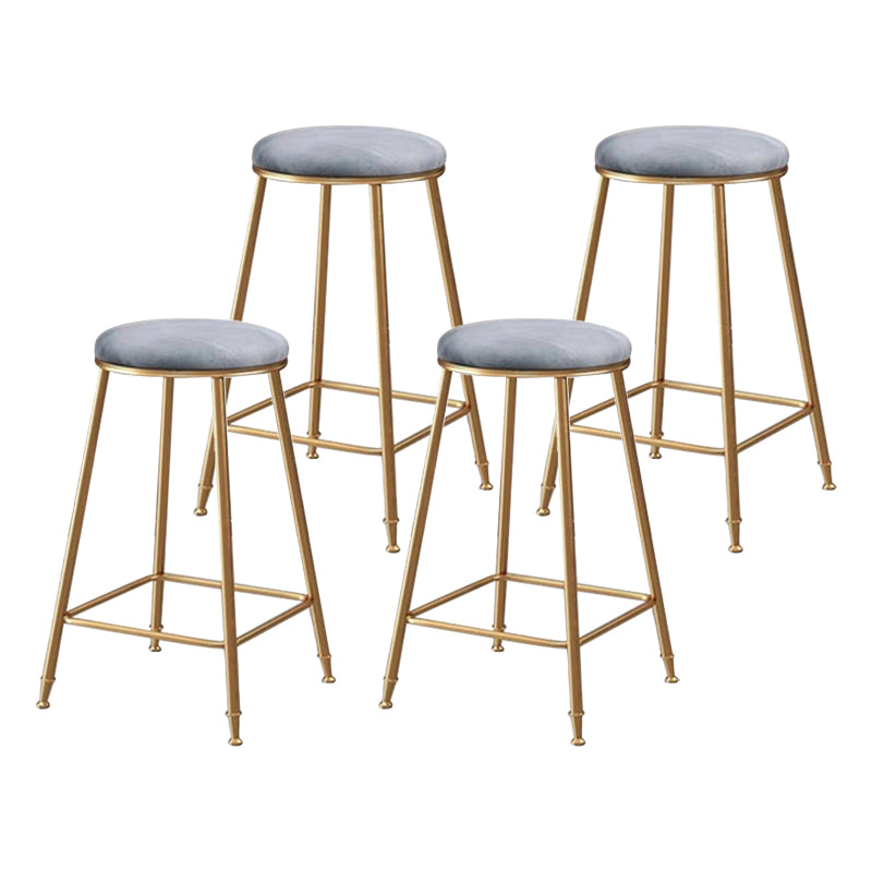 Coffee Shop Glam Bar Stool Iron Legs Footrest Stack-able Counter Stool Gray 4 Piece Set Counter Stool(26"H) Clearhalo 'Bar Furniture' 'Bar Stools' 'bar_stools' 'furn' 'furn_bar_stools' 'furniture_bar_stools' 'Kitchen & Dining Furniture' 'kitchen&dining_furn' 'kitchen' 'kitchen_furn' Furniture' 4250608