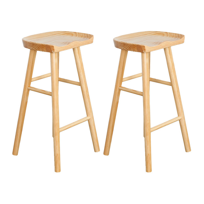 Modern Pine Backless Bar Stool Contoured Seat Indoor Counter Stool with Wood Legs Wood 2 Piece Set Clearhalo 'Bar Furniture' 'Bar Stools' 'bar_stools' 'furn' 'furn_bar_stools' 'furniture_bar_stools' 'Kitchen & Dining Furniture' 'kitchen&dining_furn' 'kitchen' 'kitchen_furn' Furniture' 4250614