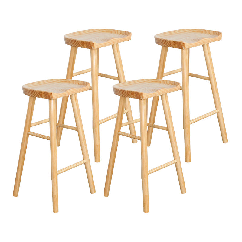 Modern Pine Backless Bar Stool Contoured Seat Indoor Counter Stool with Wood Legs Wood 4 Piece Set Clearhalo 'Bar Furniture' 'Bar Stools' 'bar_stools' 'furn' 'furn_bar_stools' 'furniture_bar_stools' 'Kitchen & Dining Furniture' 'kitchen&dining_furn' 'kitchen' 'kitchen_furn' Furniture' 4250616