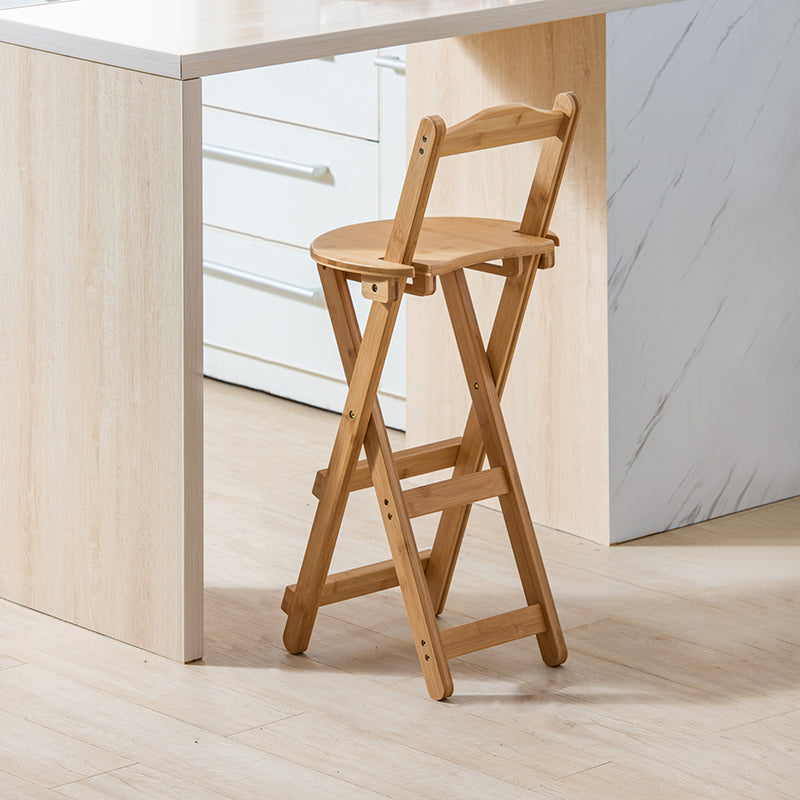 Modern Wood Folding Bar Stool Footrest Low Back Counter Stool for Kitchen Wood Counter Stool (24"H) Clearhalo 'Bar Furniture' 'Bar Stools' 'bar_stools' 'furn' 'furn_bar_stools' 'furniture_bar_stools' 'Kitchen & Dining Furniture' 'kitchen&dining_furn' 'kitchen' 'kitchen_furn' Furniture' 4250635