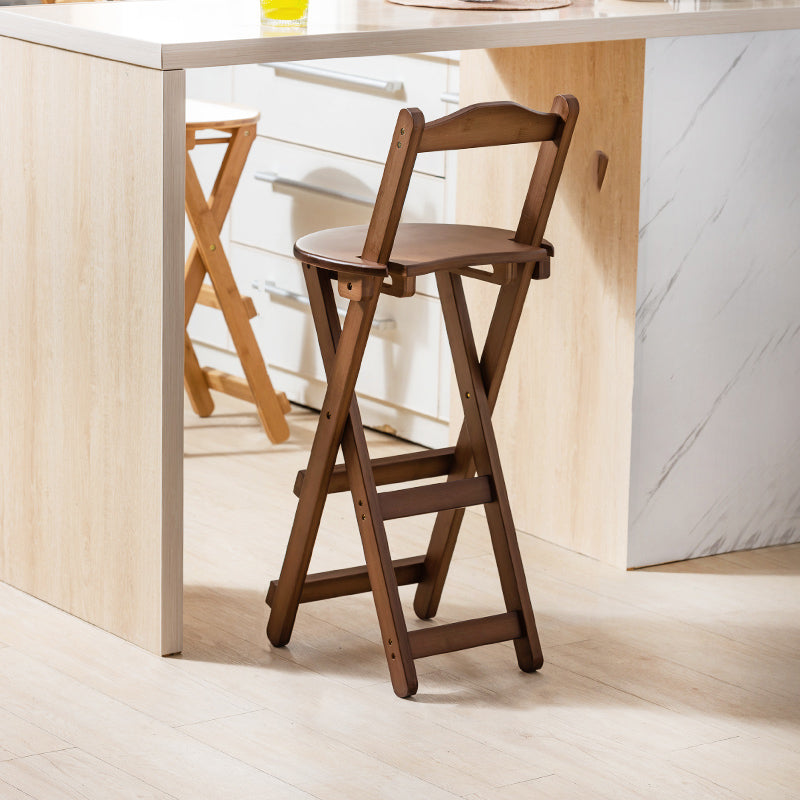 Modern Wood Folding Bar Stool Footrest Low Back Counter Stool for Kitchen Tan Counter Stool (24"H) Clearhalo 'Bar Furniture' 'Bar Stools' 'bar_stools' 'furn' 'furn_bar_stools' 'furniture_bar_stools' 'Kitchen & Dining Furniture' 'kitchen&dining_furn' 'kitchen' 'kitchen_furn' Furniture' 4250642