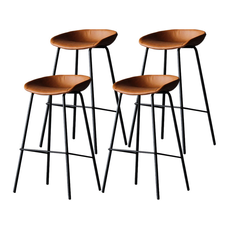 Leather Bucket Bar Stool Modern Low Back Footrest Indoor Counter and Bar Stool Yellow-Brown 4 Piece Set Clearhalo 'Bar Furniture' 'Bar Stools' 'bar_stools' 'furn' 'furn_bar_stools' 'furniture_bar_stools' 'Kitchen & Dining Furniture' 'kitchen&dining_furn' 'kitchen' 'kitchen_furn' Furniture' 4250658