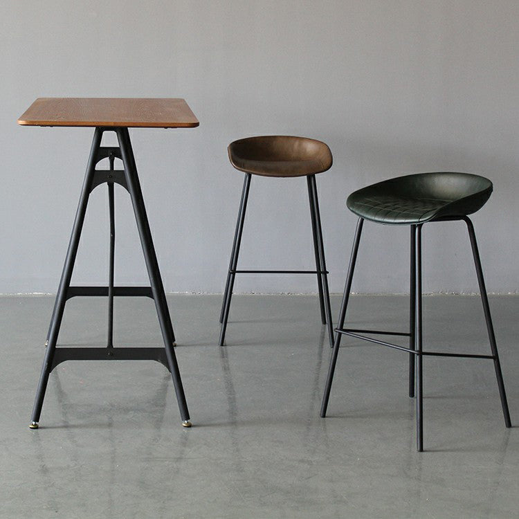 Leather Bucket Bar Stool Modern Low Back Footrest Indoor Counter and Bar Stool Clearhalo 'Bar Furniture' 'Bar Stools' 'bar_stools' 'furn' 'furn_bar_stools' 'furniture_bar_stools' 'Kitchen & Dining Furniture' 'kitchen&dining_furn' 'kitchen' 'kitchen_furn' Furniture' 4250659