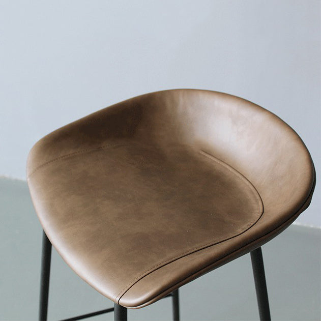 Leather Bucket Bar Stool Modern Low Back Footrest Indoor Counter and Bar Stool Clearhalo 'Bar Furniture' 'Bar Stools' 'bar_stools' 'furn' 'furn_bar_stools' 'furniture_bar_stools' 'Kitchen & Dining Furniture' 'kitchen&dining_furn' 'kitchen' 'kitchen_furn' Furniture' 4250661
