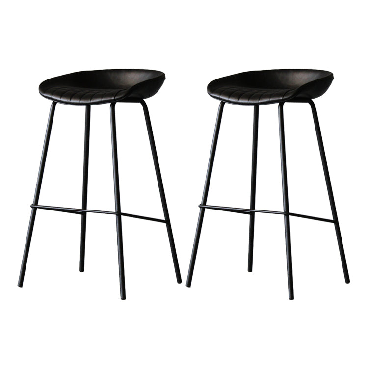 Leather Bucket Bar Stool Modern Low Back Footrest Indoor Counter and Bar Stool Gloss Black 2 Piece Set Clearhalo 'Bar Furniture' 'Bar Stools' 'bar_stools' 'furn' 'furn_bar_stools' 'furniture_bar_stools' 'Kitchen & Dining Furniture' 'kitchen&dining_furn' 'kitchen' 'kitchen_furn' Furniture' 4250662