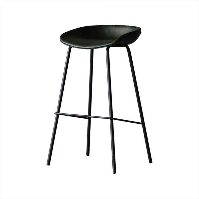 Leather Bucket Bar Stool Modern Low Back Footrest Indoor Counter and Bar Stool Clearhalo 'Bar Furniture' 'Bar Stools' 'bar_stools' 'furn' 'furn_bar_stools' 'furniture_bar_stools' 'Kitchen & Dining Furniture' 'kitchen&dining_furn' 'kitchen' 'kitchen_furn' Furniture' 4250663