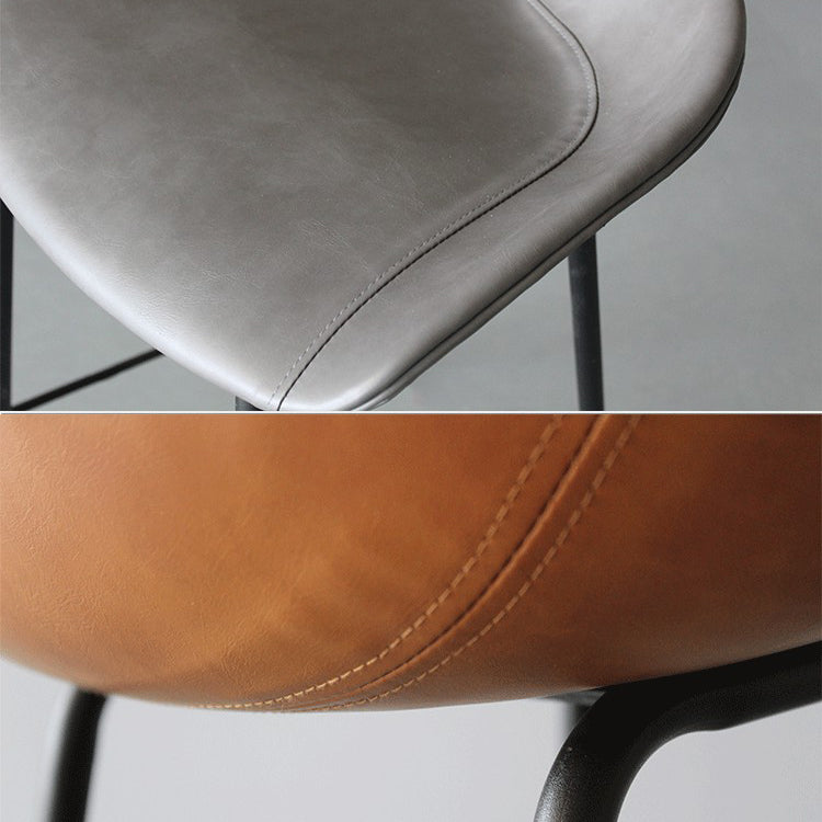Leather Bucket Bar Stool Modern Low Back Footrest Indoor Counter and Bar Stool Clearhalo 'Bar Furniture' 'Bar Stools' 'bar_stools' 'furn' 'furn_bar_stools' 'furniture_bar_stools' 'Kitchen & Dining Furniture' 'kitchen&dining_furn' 'kitchen' 'kitchen_furn' Furniture' 4250667