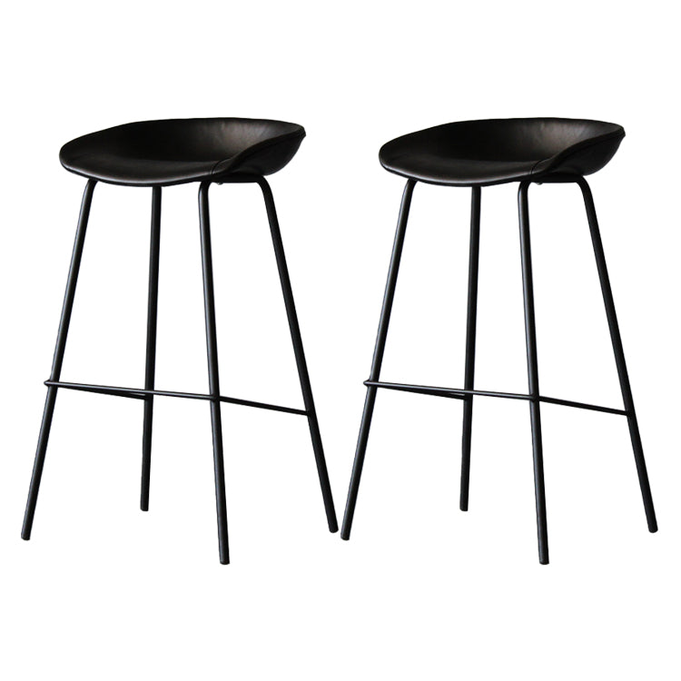 Leather Bucket Bar Stool Modern Low Back Footrest Indoor Counter and Bar Stool Black 2 Piece Set Clearhalo 'Bar Furniture' 'Bar Stools' 'bar_stools' 'furn' 'furn_bar_stools' 'furniture_bar_stools' 'Kitchen & Dining Furniture' 'kitchen&dining_furn' 'kitchen' 'kitchen_furn' Furniture' 4250668