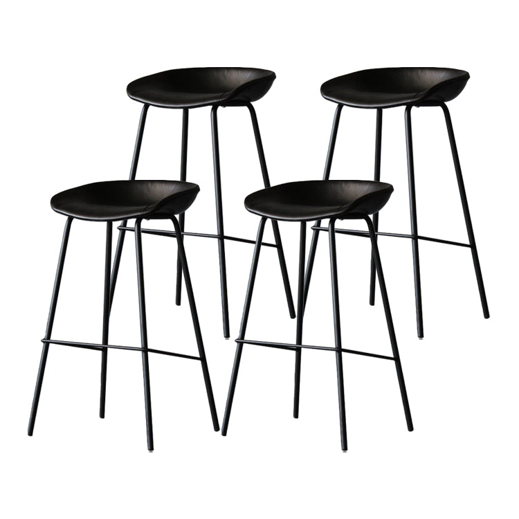 Leather Bucket Bar Stool Modern Low Back Footrest Indoor Counter and Bar Stool Black 4 Piece Set Clearhalo 'Bar Furniture' 'Bar Stools' 'bar_stools' 'furn' 'furn_bar_stools' 'furniture_bar_stools' 'Kitchen & Dining Furniture' 'kitchen&dining_furn' 'kitchen' 'kitchen_furn' Furniture' 4250671