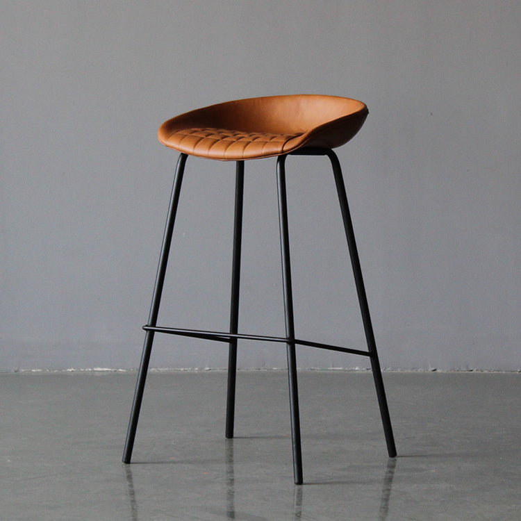 Leather Bucket Bar Stool Modern Low Back Footrest Indoor Counter and Bar Stool Yellow 1 Piece Clearhalo 'Bar Furniture' 'Bar Stools' 'bar_stools' 'furn' 'furn_bar_stools' 'furniture_bar_stools' 'Kitchen & Dining Furniture' 'kitchen&dining_furn' 'kitchen' 'kitchen_furn' Furniture' 4250672