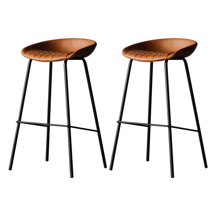 Leather Bucket Bar Stool Modern Low Back Footrest Indoor Counter and Bar Stool Yellow 2 Piece Set Clearhalo 'Bar Furniture' 'Bar Stools' 'bar_stools' 'furn' 'furn_bar_stools' 'furniture_bar_stools' 'Kitchen & Dining Furniture' 'kitchen&dining_furn' 'kitchen' 'kitchen_furn' Furniture' 4250673