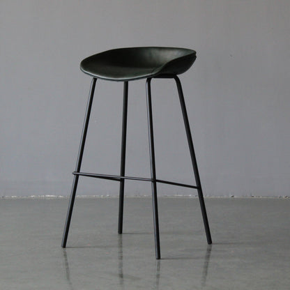 Leather Bucket Bar Stool Modern Low Back Footrest Indoor Counter and Bar Stool Blackish Green 1 Piece Clearhalo 'Bar Furniture' 'Bar Stools' 'bar_stools' 'furn' 'furn_bar_stools' 'furniture_bar_stools' 'Kitchen & Dining Furniture' 'kitchen&dining_furn' 'kitchen' 'kitchen_furn' Furniture' 4250678