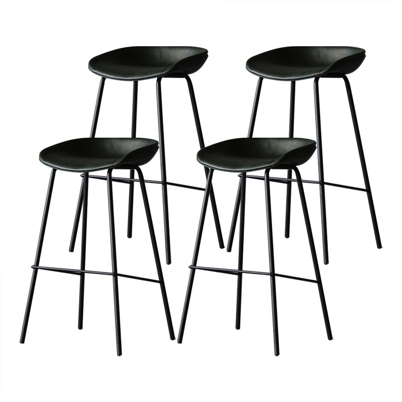 Leather Bucket Bar Stool Modern Low Back Footrest Indoor Counter and Bar Stool Blackish Green 4 Piece Set Clearhalo 'Bar Furniture' 'Bar Stools' 'bar_stools' 'furn' 'furn_bar_stools' 'furniture_bar_stools' 'Kitchen & Dining Furniture' 'kitchen&dining_furn' 'kitchen' 'kitchen_furn' Furniture' 4250680