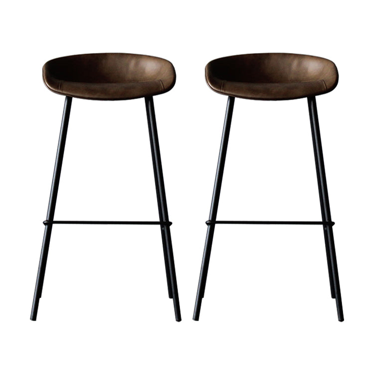 Leather Bucket Bar Stool Modern Low Back Footrest Indoor Counter and Bar Stool Coffee 2 Piece Set Clearhalo 'Bar Furniture' 'Bar Stools' 'bar_stools' 'furn' 'furn_bar_stools' 'furniture_bar_stools' 'Kitchen & Dining Furniture' 'kitchen&dining_furn' 'kitchen' 'kitchen_furn' Furniture' 4250682