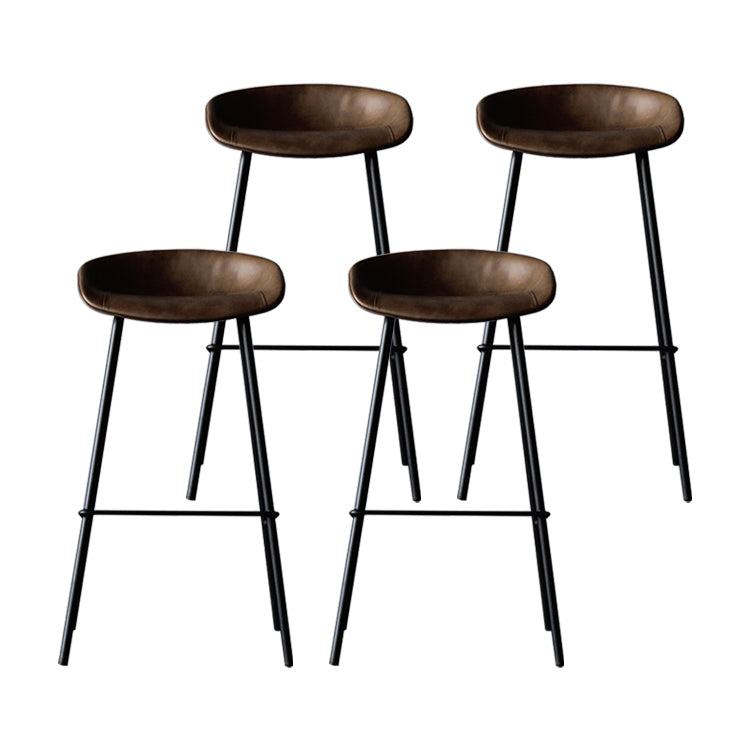 Leather Bucket Bar Stool Modern Low Back Footrest Indoor Counter and Bar Stool Coffee 4 Piece Set Clearhalo 'Bar Furniture' 'Bar Stools' 'bar_stools' 'furn' 'furn_bar_stools' 'furniture_bar_stools' 'Kitchen & Dining Furniture' 'kitchen&dining_furn' 'kitchen' 'kitchen_furn' Furniture' 4250683