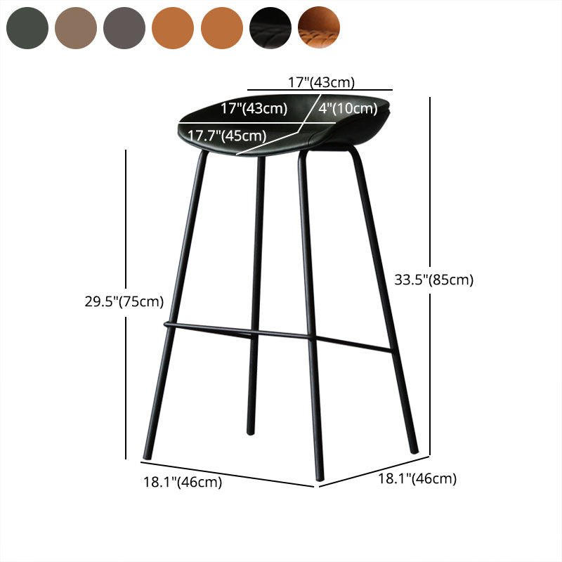 Leather Bucket Bar Stool Modern Low Back Footrest Indoor Counter and Bar Stool Clearhalo 'Bar Furniture' 'Bar Stools' 'bar_stools' 'furn' 'furn_bar_stools' 'furniture_bar_stools' 'Kitchen & Dining Furniture' 'kitchen&dining_furn' 'kitchen' 'kitchen_furn' Furniture' 4250685
