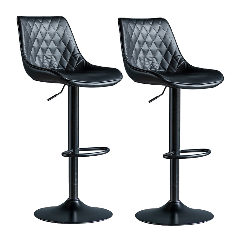 Modern Adjustable Height Bar Stool Swivel Leather Low Back Counter Stool Black Black 2 Piece Set Clearhalo 'Bar Furniture' 'Bar Stools' 'bar_stools' 'furn' 'furn_bar_stools' 'furniture_bar_stools' 'Kitchen & Dining Furniture' 'kitchen&dining_furn' 'kitchen' 'kitchen_furn' Furniture' 4250688