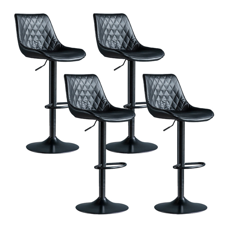 Modern Adjustable Height Bar Stool Swivel Leather Low Back Counter Stool Black Black 4 Piece Set Clearhalo 'Bar Furniture' 'Bar Stools' 'bar_stools' 'furn' 'furn_bar_stools' 'furniture_bar_stools' 'Kitchen & Dining Furniture' 'kitchen&dining_furn' 'kitchen' 'kitchen_furn' Furniture' 4250690