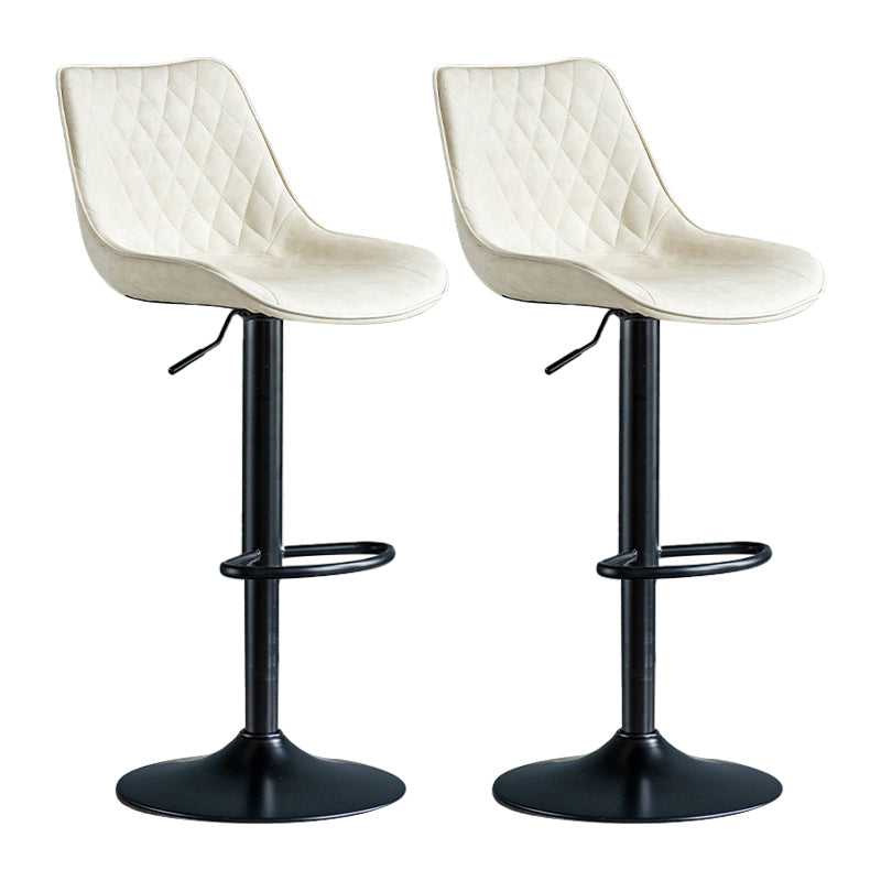 Modern Adjustable Height Bar Stool Swivel Leather Low Back Counter Stool Off-White Black 2 Piece Set Clearhalo 'Bar Furniture' 'Bar Stools' 'bar_stools' 'furn' 'furn_bar_stools' 'furniture_bar_stools' 'Kitchen & Dining Furniture' 'kitchen&dining_furn' 'kitchen' 'kitchen_furn' Furniture' 4250694