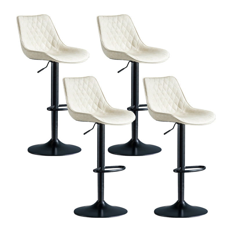 Modern Adjustable Height Bar Stool Swivel Leather Low Back Counter Stool Off-White Black 4 Piece Set Clearhalo 'Bar Furniture' 'Bar Stools' 'bar_stools' 'furn' 'furn_bar_stools' 'furniture_bar_stools' 'Kitchen & Dining Furniture' 'kitchen&dining_furn' 'kitchen' 'kitchen_furn' Furniture' 4250696