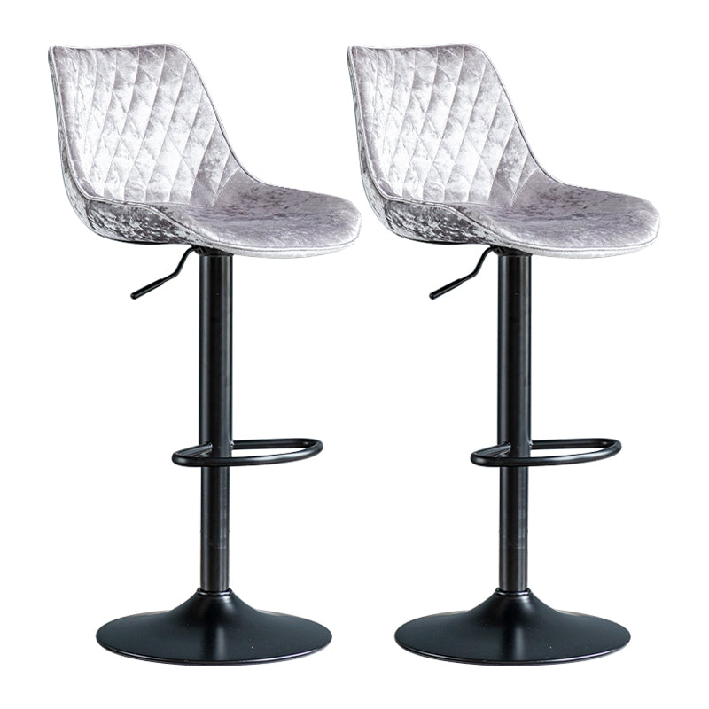 Modern Adjustable Height Bar Stool Swivel Leather Low Back Counter Stool Silver Gray Black 2 Piece Set Clearhalo 'Bar Furniture' 'Bar Stools' 'bar_stools' 'furn' 'furn_bar_stools' 'furniture_bar_stools' 'Kitchen & Dining Furniture' 'kitchen&dining_furn' 'kitchen' 'kitchen_furn' Furniture' 4250700