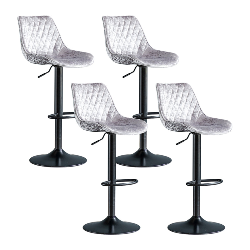 Modern Adjustable Height Bar Stool Swivel Leather Low Back Counter Stool Silver Gray Black 4 Piece Set Clearhalo 'Bar Furniture' 'Bar Stools' 'bar_stools' 'furn' 'furn_bar_stools' 'furniture_bar_stools' 'Kitchen & Dining Furniture' 'kitchen&dining_furn' 'kitchen' 'kitchen_furn' Furniture' 4250702