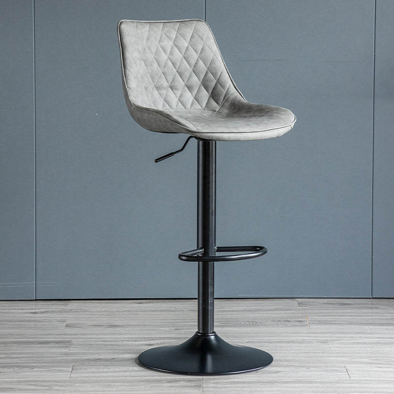 Modern Adjustable Height Bar Stool Swivel Leather Low Back Counter Stool Grey Black 1 Piece Clearhalo 'Bar Furniture' 'Bar Stools' 'bar_stools' 'furn' 'furn_bar_stools' 'furniture_bar_stools' 'Kitchen & Dining Furniture' 'kitchen&dining_furn' 'kitchen' 'kitchen_furn' Furniture' 4250704
