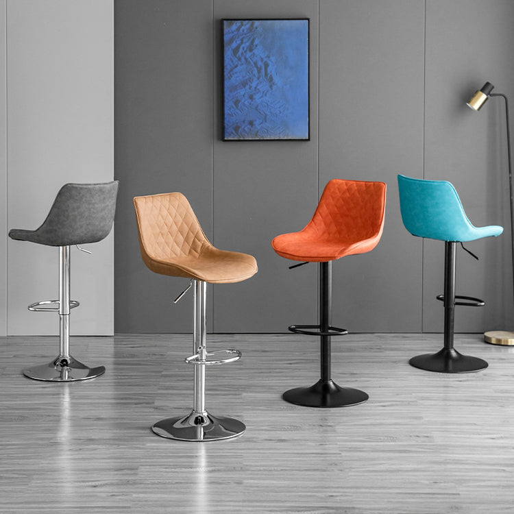 Modern Adjustable Height Bar Stool Swivel Leather Low Back Counter Stool Clearhalo 'Bar Furniture' 'Bar Stools' 'bar_stools' 'furn' 'furn_bar_stools' 'furniture_bar_stools' 'Kitchen & Dining Furniture' 'kitchen&dining_furn' 'kitchen' 'kitchen_furn' Furniture' 4250705