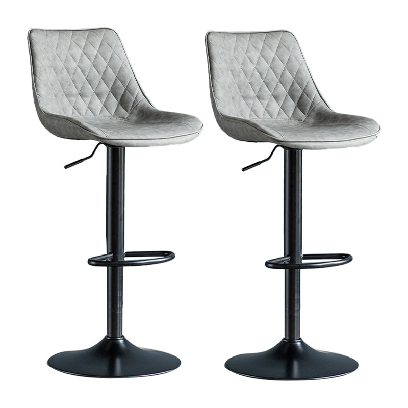 Modern Adjustable Height Bar Stool Swivel Leather Low Back Counter Stool Grey Black 2 Piece Set Clearhalo 'Bar Furniture' 'Bar Stools' 'bar_stools' 'furn' 'furn_bar_stools' 'furniture_bar_stools' 'Kitchen & Dining Furniture' 'kitchen&dining_furn' 'kitchen' 'kitchen_furn' Furniture' 4250706