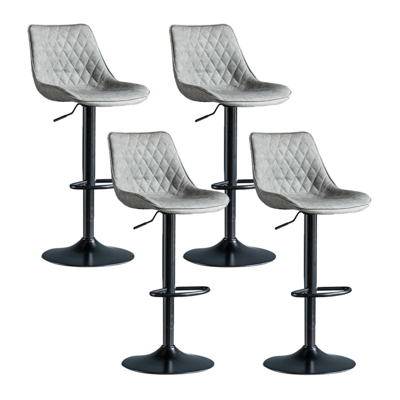 Modern Adjustable Height Bar Stool Swivel Leather Low Back Counter Stool Grey Black 4 Piece Set Clearhalo 'Bar Furniture' 'Bar Stools' 'bar_stools' 'furn' 'furn_bar_stools' 'furniture_bar_stools' 'Kitchen & Dining Furniture' 'kitchen&dining_furn' 'kitchen' 'kitchen_furn' Furniture' 4250708