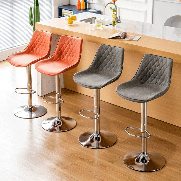 Modern Adjustable Height Bar Stool Swivel Leather Low Back Counter Stool Clearhalo 'Bar Furniture' 'Bar Stools' 'bar_stools' 'furn' 'furn_bar_stools' 'furniture_bar_stools' 'Kitchen & Dining Furniture' 'kitchen&dining_furn' 'kitchen' 'kitchen_furn' Furniture' 4250709