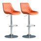 Modern Adjustable Height Bar Stool Swivel Leather Low Back Counter Stool Orange Silver 2 Piece Set Clearhalo 'Bar Furniture' 'Bar Stools' 'bar_stools' 'furn' 'furn_bar_stools' 'furniture_bar_stools' 'Kitchen & Dining Furniture' 'kitchen&dining_furn' 'kitchen' 'kitchen_furn' Furniture' 4250712