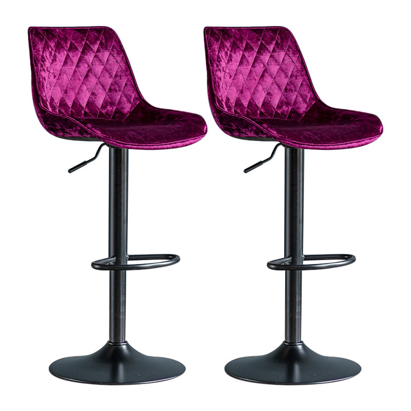 Modern Adjustable Height Bar Stool Swivel Leather Low Back Counter Stool Purple Black 2 Piece Set Clearhalo 'Bar Furniture' 'Bar Stools' 'bar_stools' 'furn' 'furn_bar_stools' 'furniture_bar_stools' 'Kitchen & Dining Furniture' 'kitchen&dining_furn' 'kitchen' 'kitchen_furn' Furniture' 4250716