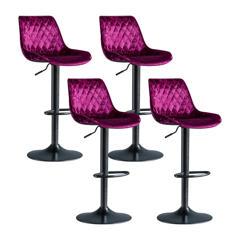 Modern Adjustable Height Bar Stool Swivel Leather Low Back Counter Stool Purple Black 4 Piece Set Clearhalo 'Bar Furniture' 'Bar Stools' 'bar_stools' 'furn' 'furn_bar_stools' 'furniture_bar_stools' 'Kitchen & Dining Furniture' 'kitchen&dining_furn' 'kitchen' 'kitchen_furn' Furniture' 4250717