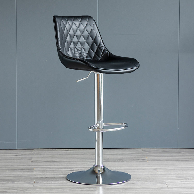 Modern Adjustable Height Bar Stool Swivel Leather Low Back Counter Stool Black Silver 1 Piece Clearhalo 'Bar Furniture' 'Bar Stools' 'bar_stools' 'furn' 'furn_bar_stools' 'furniture_bar_stools' 'Kitchen & Dining Furniture' 'kitchen&dining_furn' 'kitchen' 'kitchen_furn' Furniture' 4250718