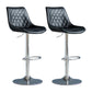 Modern Adjustable Height Bar Stool Swivel Leather Low Back Counter Stool Black Silver 2 Piece Set Clearhalo 'Bar Furniture' 'Bar Stools' 'bar_stools' 'furn' 'furn_bar_stools' 'furniture_bar_stools' 'Kitchen & Dining Furniture' 'kitchen&dining_furn' 'kitchen' 'kitchen_furn' Furniture' 4250719