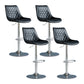 Modern Adjustable Height Bar Stool Swivel Leather Low Back Counter Stool Black Silver 4 Piece Set Clearhalo 'Bar Furniture' 'Bar Stools' 'bar_stools' 'furn' 'furn_bar_stools' 'furniture_bar_stools' 'Kitchen & Dining Furniture' 'kitchen&dining_furn' 'kitchen' 'kitchen_furn' Furniture' 4250720
