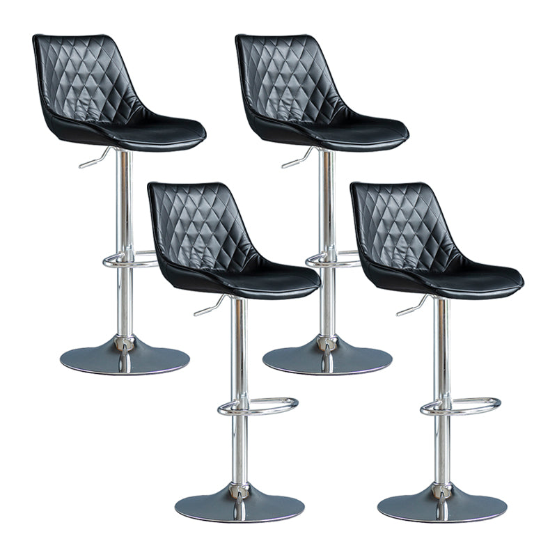 Modern Adjustable Height Bar Stool Swivel Leather Low Back Counter Stool Black Silver 4 Piece Set Clearhalo 'Bar Furniture' 'Bar Stools' 'bar_stools' 'furn' 'furn_bar_stools' 'furniture_bar_stools' 'Kitchen & Dining Furniture' 'kitchen&dining_furn' 'kitchen' 'kitchen_furn' Furniture' 4250720