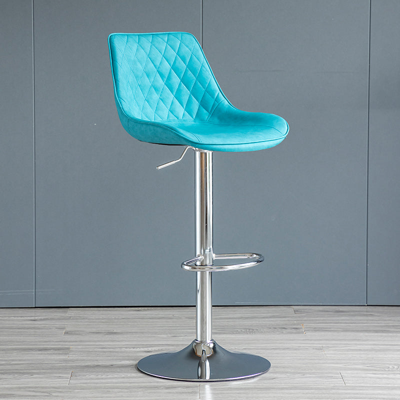 Modern Adjustable Height Bar Stool Swivel Leather Low Back Counter Stool Blue Silver 1 Piece Clearhalo 'Bar Furniture' 'Bar Stools' 'bar_stools' 'furn' 'furn_bar_stools' 'furniture_bar_stools' 'Kitchen & Dining Furniture' 'kitchen&dining_furn' 'kitchen' 'kitchen_furn' Furniture' 4250721