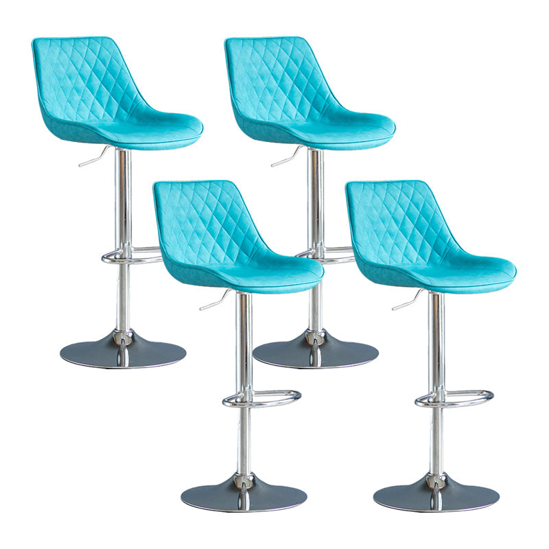 Modern Adjustable Height Bar Stool Swivel Leather Low Back Counter Stool Blue Silver 4 Piece Set Clearhalo 'Bar Furniture' 'Bar Stools' 'bar_stools' 'furn' 'furn_bar_stools' 'furniture_bar_stools' 'Kitchen & Dining Furniture' 'kitchen&dining_furn' 'kitchen' 'kitchen_furn' Furniture' 4250723