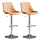 Modern Adjustable Height Bar Stool Swivel Leather Low Back Counter Stool Brown Silver 2 Piece Set Clearhalo 'Bar Furniture' 'Bar Stools' 'bar_stools' 'furn' 'furn_bar_stools' 'furniture_bar_stools' 'Kitchen & Dining Furniture' 'kitchen&dining_furn' 'kitchen' 'kitchen_furn' Furniture' 4250725