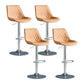 Modern Adjustable Height Bar Stool Swivel Leather Low Back Counter Stool Brown Silver 4 Piece Set Clearhalo 'Bar Furniture' 'Bar Stools' 'bar_stools' 'furn' 'furn_bar_stools' 'furniture_bar_stools' 'Kitchen & Dining Furniture' 'kitchen&dining_furn' 'kitchen' 'kitchen_furn' Furniture' 4250726