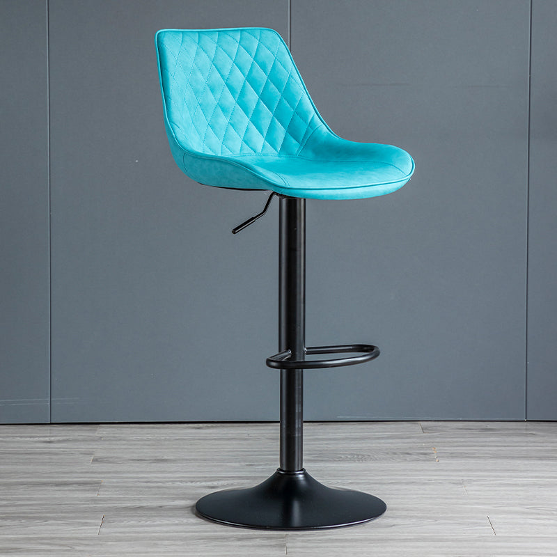 Modern Adjustable Height Bar Stool Swivel Leather Low Back Counter Stool Blue Black 1 Piece Clearhalo 'Bar Furniture' 'Bar Stools' 'bar_stools' 'furn' 'furn_bar_stools' 'furniture_bar_stools' 'Kitchen & Dining Furniture' 'kitchen&dining_furn' 'kitchen' 'kitchen_furn' Furniture' 4250727
