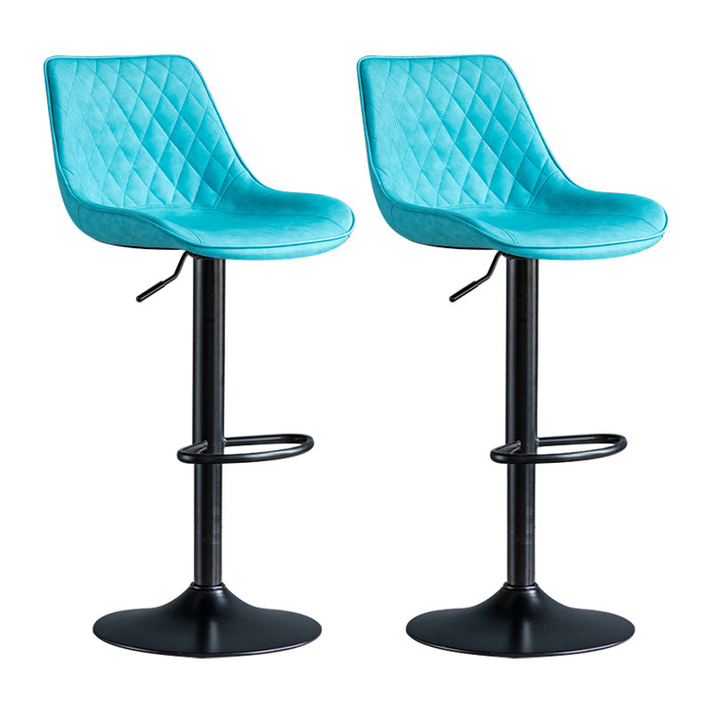 Modern Adjustable Height Bar Stool Swivel Leather Low Back Counter Stool Blue Black 2 Piece Set Clearhalo 'Bar Furniture' 'Bar Stools' 'bar_stools' 'furn' 'furn_bar_stools' 'furniture_bar_stools' 'Kitchen & Dining Furniture' 'kitchen&dining_furn' 'kitchen' 'kitchen_furn' Furniture' 4250728