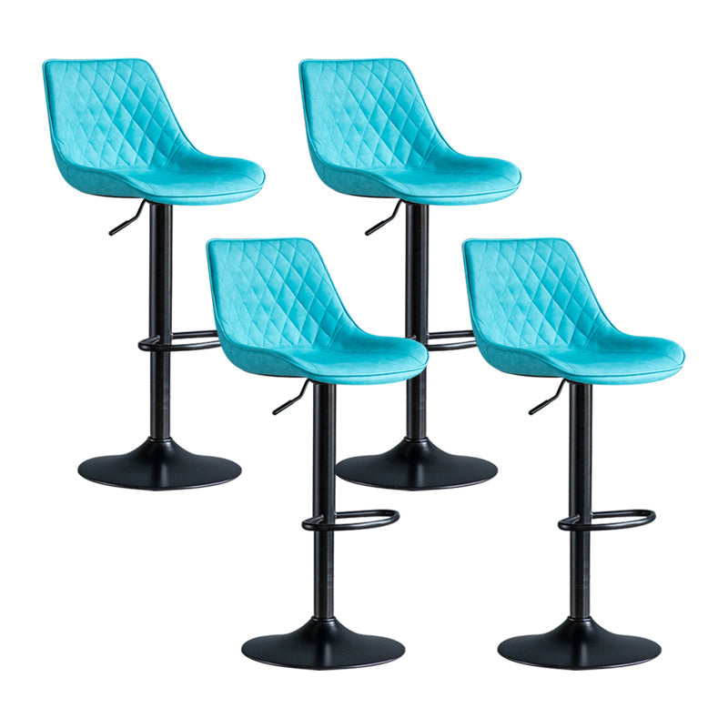Modern Adjustable Height Bar Stool Swivel Leather Low Back Counter Stool Blue Black 4 Piece Set Clearhalo 'Bar Furniture' 'Bar Stools' 'bar_stools' 'furn' 'furn_bar_stools' 'furniture_bar_stools' 'Kitchen & Dining Furniture' 'kitchen&dining_furn' 'kitchen' 'kitchen_furn' Furniture' 4250729