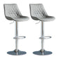 Modern Adjustable Height Bar Stool Swivel Leather Low Back Counter Stool Grey Silver 2 Piece Set Clearhalo 'Bar Furniture' 'Bar Stools' 'bar_stools' 'furn' 'furn_bar_stools' 'furniture_bar_stools' 'Kitchen & Dining Furniture' 'kitchen&dining_furn' 'kitchen' 'kitchen_furn' Furniture' 4250731