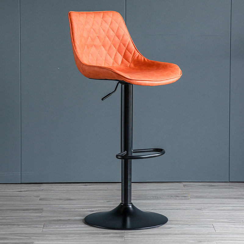 Modern Adjustable Height Bar Stool Swivel Leather Low Back Counter Stool Orange Black 1 Piece Clearhalo 'Bar Furniture' 'Bar Stools' 'bar_stools' 'furn' 'furn_bar_stools' 'furniture_bar_stools' 'Kitchen & Dining Furniture' 'kitchen&dining_furn' 'kitchen' 'kitchen_furn' Furniture' 4250733