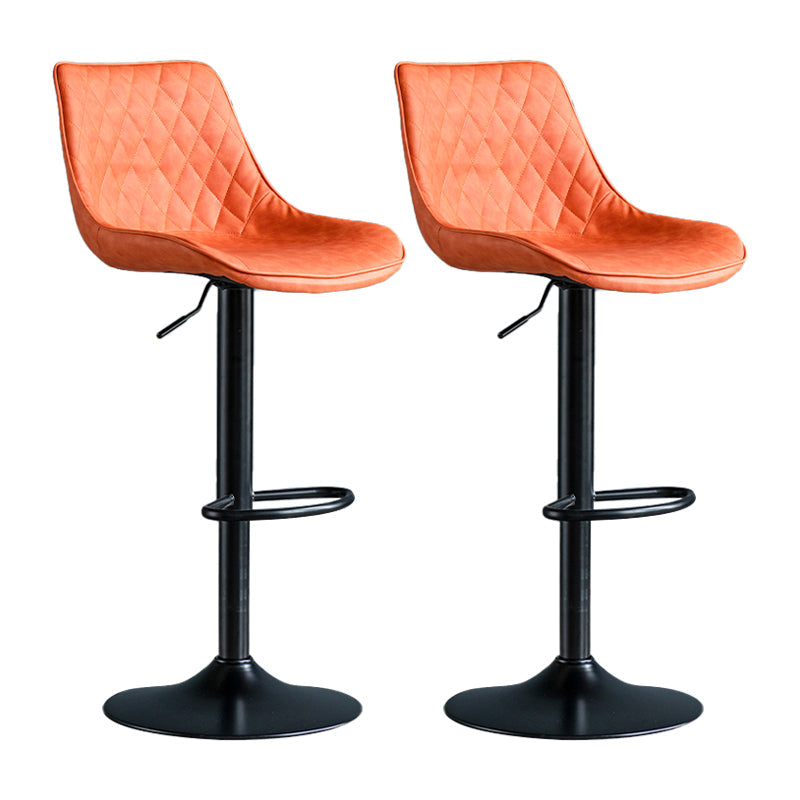 Modern Adjustable Height Bar Stool Swivel Leather Low Back Counter Stool Orange Black 2 Piece Set Clearhalo 'Bar Furniture' 'Bar Stools' 'bar_stools' 'furn' 'furn_bar_stools' 'furniture_bar_stools' 'Kitchen & Dining Furniture' 'kitchen&dining_furn' 'kitchen' 'kitchen_furn' Furniture' 4250734