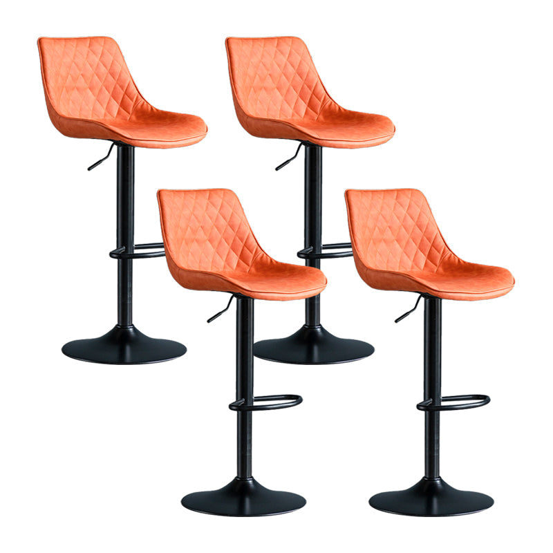 Modern Adjustable Height Bar Stool Swivel Leather Low Back Counter Stool Orange Black 4 Piece Set Clearhalo 'Bar Furniture' 'Bar Stools' 'bar_stools' 'furn' 'furn_bar_stools' 'furniture_bar_stools' 'Kitchen & Dining Furniture' 'kitchen&dining_furn' 'kitchen' 'kitchen_furn' Furniture' 4250735